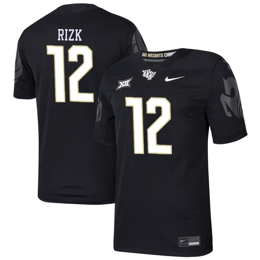 #12 Dylan Rizk UCF Knights Jerseys Football Stitched-Black